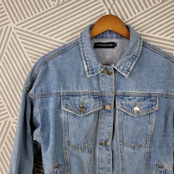 Womens Size Small Denim Jean Jacket Coat button up classic Medium wash casual - Picture 2 of 6